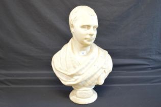 Painted plaster bust of Robert Falcon Scott - 21" tall Please note descriptions are not condition