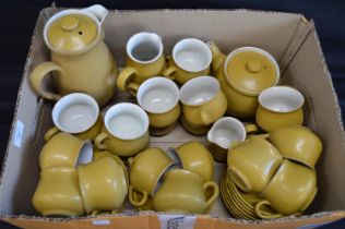 Denby Ode pattern tea and coffee service to comprise: teapot, coffee pot, milk jug, cream jug,