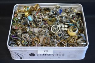 Box containing a good quantity of costume jewellery rings Please note descriptions are not condition