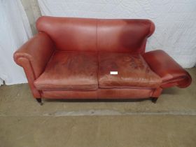 Leather drop end Chesterfield - 65.5" x 37" tall Please note descriptions are not condition reports,