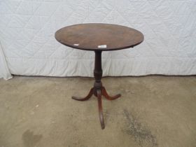 19th century mahogany tip top tripod occasional table on turned column and swept legs - 21" dia x