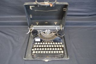 Black cased vintage Corona typewriter Please note descriptions are not condition reports, please