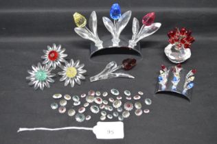 Collection of Swarovski flowers of various styles and sizes Please note descriptions are not