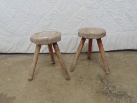 Pair of milking stools Please note descriptions are not condition reports, please request additional