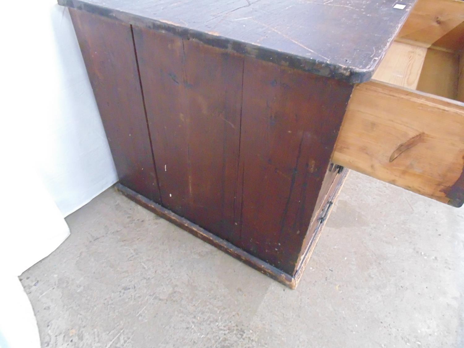 Pine chest of three long drawers having brass handles, standing on plinth base - 35.5" x 26.5" x - Image 3 of 3