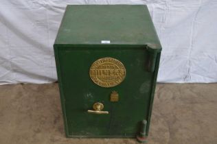Milners green painted safe - 19" x 20.5" x 25.25" tall Please note descriptions are not condition