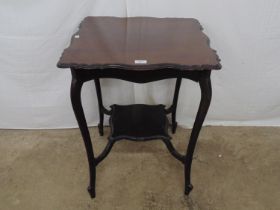 Mahogany two tier occasional table, standing on cabriole legs - 21.75" x 21.75" x 28" tall Please