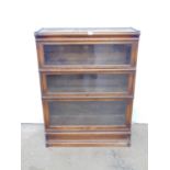 Globe Wernicke three section oak bookcase with knob handles (one missing) - 34" x 12" x 45.5" tall