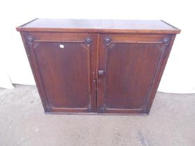 Victorian mahogany two door cupboard having knob handle and opening to reveal two shelves - 36.5"