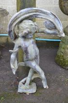 20th century lead statue of a young girl dancing with scarf - 31" tall (af condition) Please note