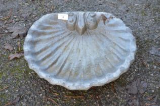 20th century lead shell shape birdbath top - 15.5" wide Please note descriptions are not condition
