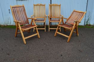 Set of four Alexander Rose Ltd wooden folding garden chairs Please note descriptions are not