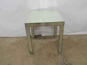 Square mirrored occasional table standing on four square mirrored legs - 19.5" x 22.5" tall Please