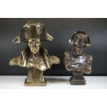 Italian cast brass bust of Napoleon with bronze-effect finish, 33cm high (original paper label to