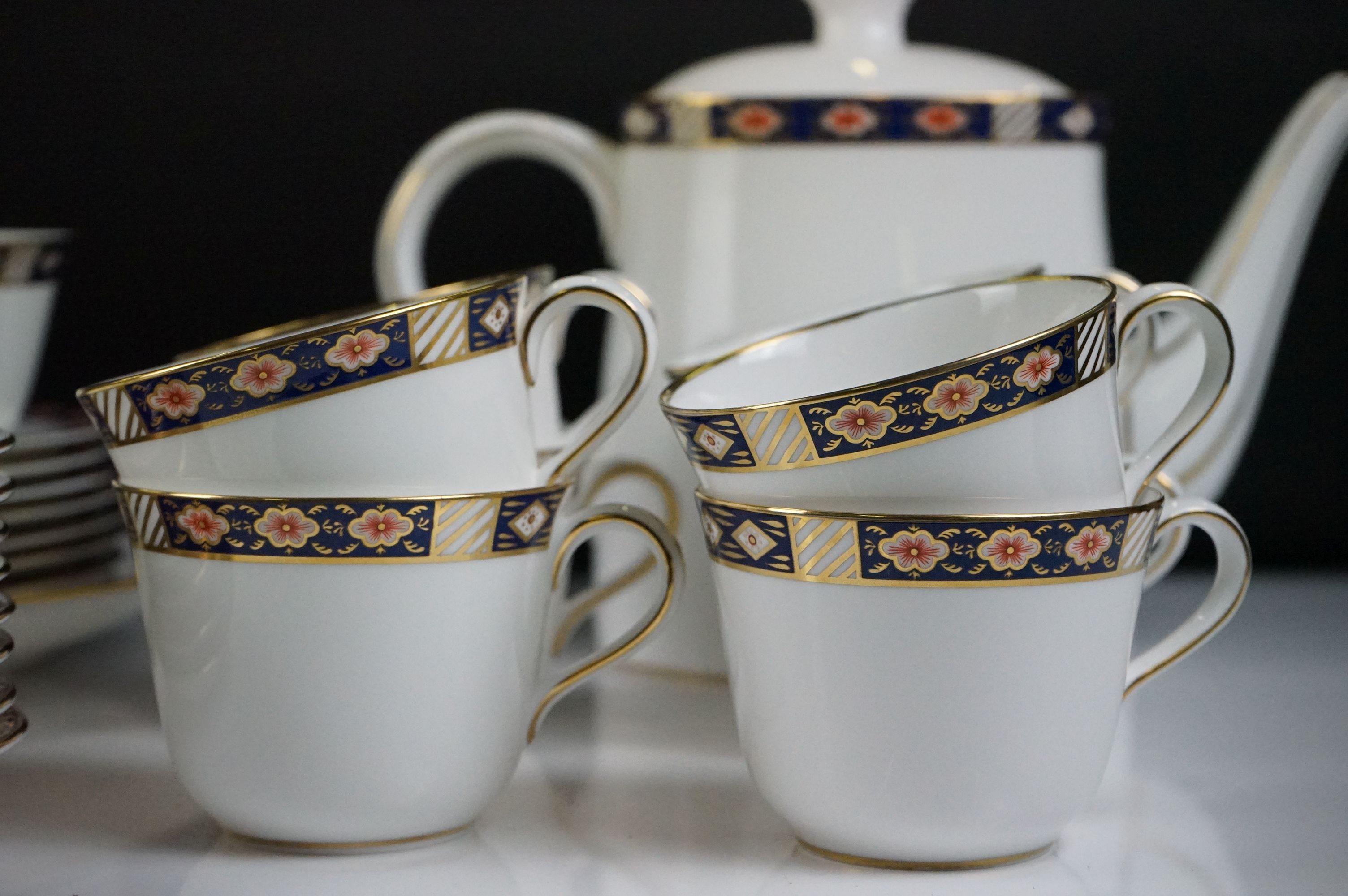 Royal Crown Derby ' Kedleston ' pattern tea set, pattern no. A. 1315, 2nd quality, comprising teapot - Image 2 of 8