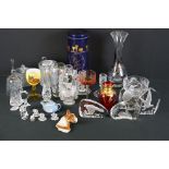 Mixed glassware & ceramics to include 4 x Swarovski Crystal ornaments (boxed duck NR 032, boxed swan