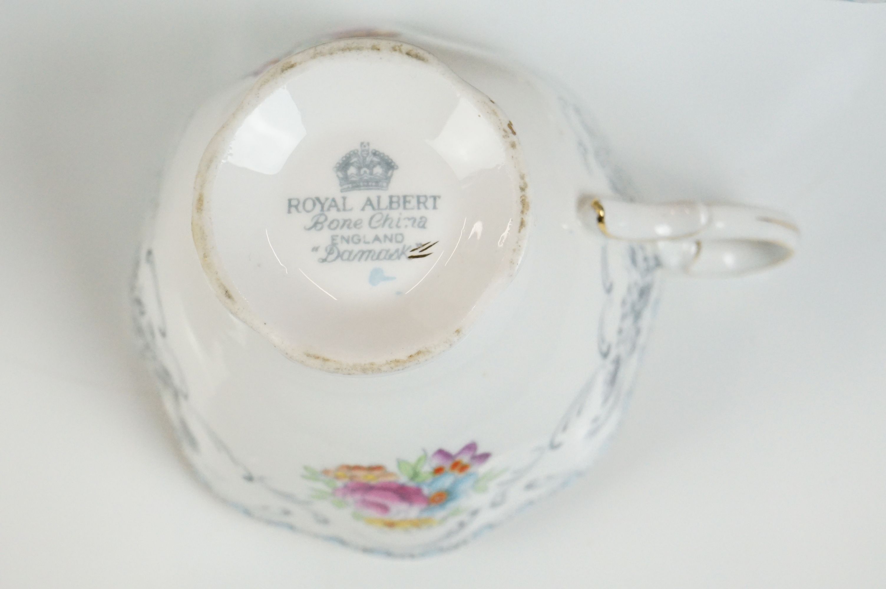 Royal Albert ' Domask ' pattern tea set, blue trio pattern no. 2693, Malvern shape, comprising 6 - Image 6 of 10