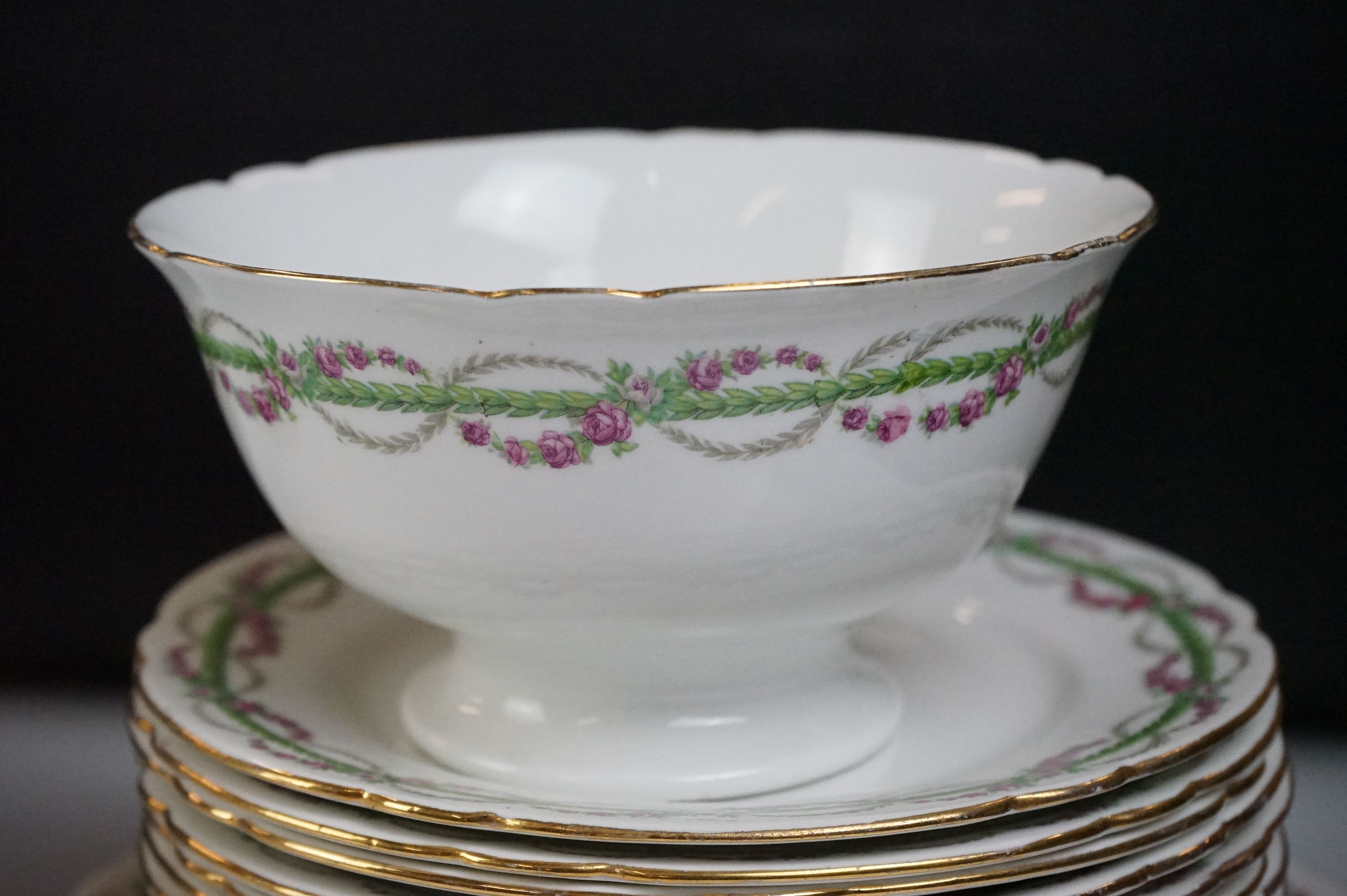 Early 20th Century Shelley ' Late Foley ' tea set, pattern no. 10550, with pink and green floral - Image 9 of 13