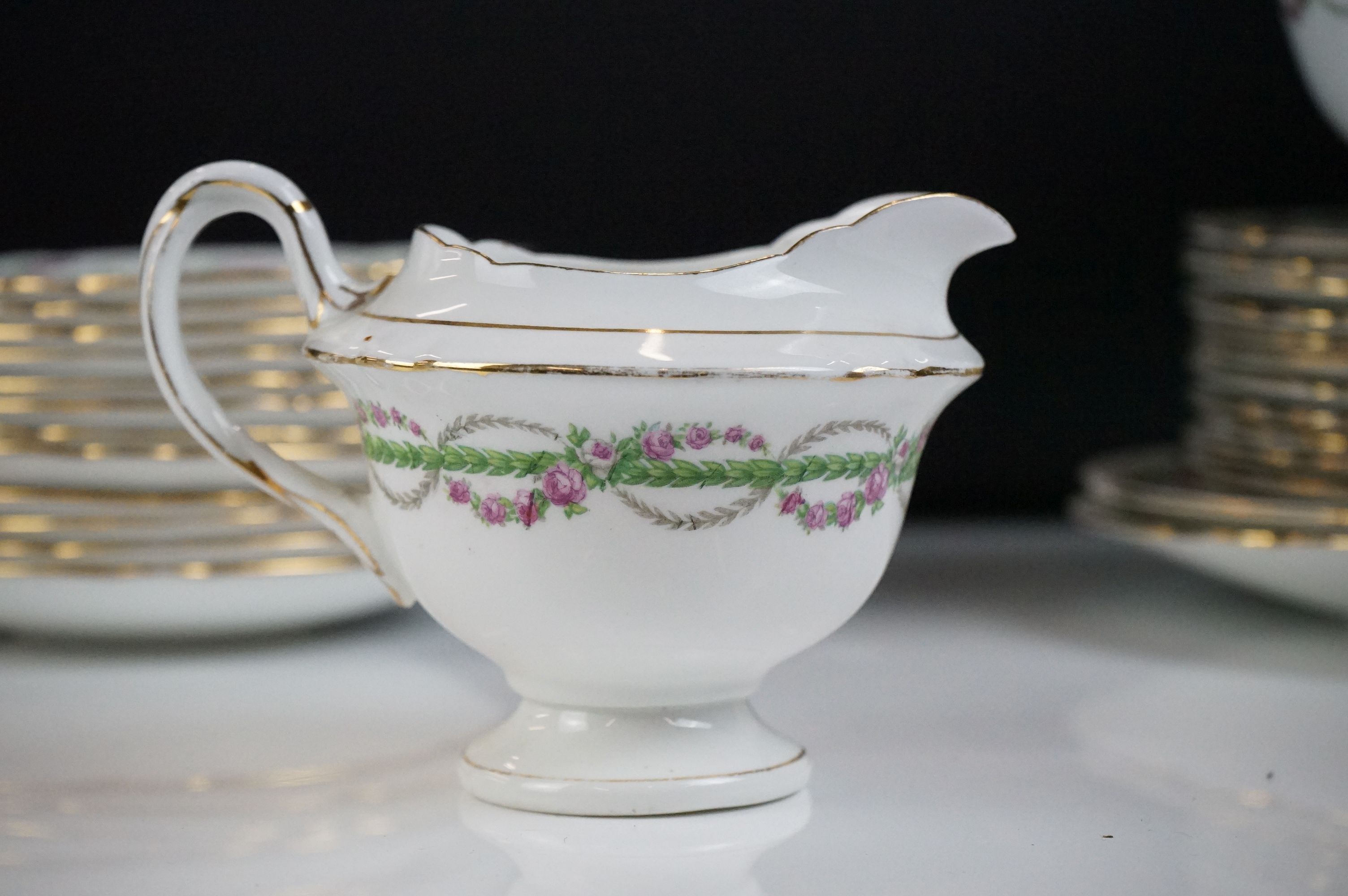 Early 20th Century Shelley ' Late Foley ' tea set, pattern no. 10550, with pink and green floral - Image 5 of 13