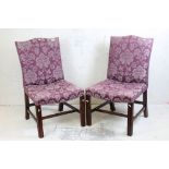 Pair of 20th century Side Chairs in the George III manner, with seat and back upholstered in