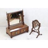 Early 19th century Mahogany Swing Rectangular Dressing Mirror, the base with two frieze drawers,
