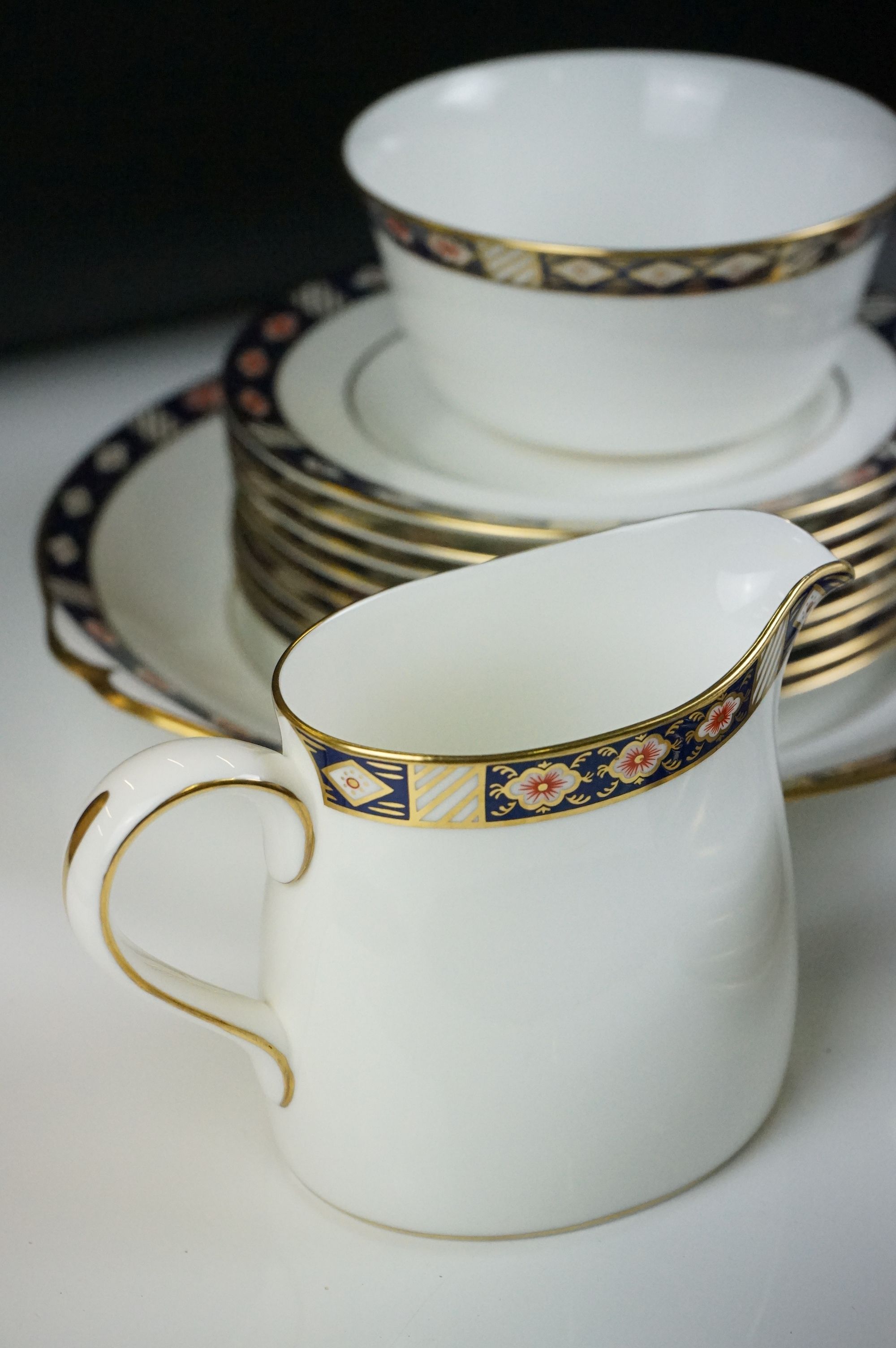 Royal Crown Derby ' Kedleston ' pattern tea set, pattern no. A. 1315, 2nd quality, comprising teapot - Image 4 of 8