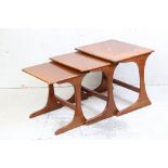 Mid century Retro G-Plan style Teak Nest of Three Tables, largest 56cm wide x 50cm high