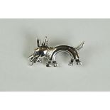 Unusual silver contemporary dog brooch