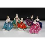 6 Royal Doulton Signature edition porcelain lady figures to include Southern Belle (HN 3244), Kirsty