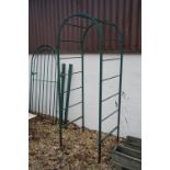 Metal Green finish Domed Garden Gate and Posts, 183cm high x 90cm wide together with a Metal Green