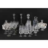 20th century cut glassware, 38 glasses, to include 4 decanters & stoppers, set of 9 wine glasses,