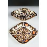 Royal Crown Derby Imari pattern twin-handled footed dish, pattern no. 1128, 27.5cm long, together