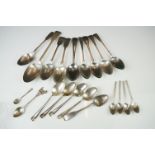 A collection of hallmarked sterling silver cutlery to include tea spoons and dinner spoons.