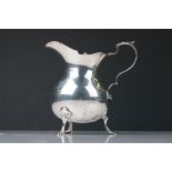 A fully hallmarked sterling silver cream jug, assay marked for London and dated for 1918.