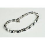 Silver, CZ & sapphire line bracelet