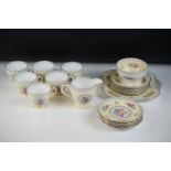 Shelley Yellow ' Crochet ' pattern tea set, no. 13643/516, comprising 6 teacups & saucers, 6 tea