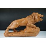 After Biacioni, an Art Deco plaster model of a roaring lion, impressed ' Biacioni ' to base,