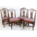 Set of Four George III Mahogany Dining Chairs with re-upholstered drop-in seats, 96cm high x 52cm