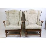 Pair of Ercol ' Old Colonial ' Armchairs, 84cm wide x 106cm high