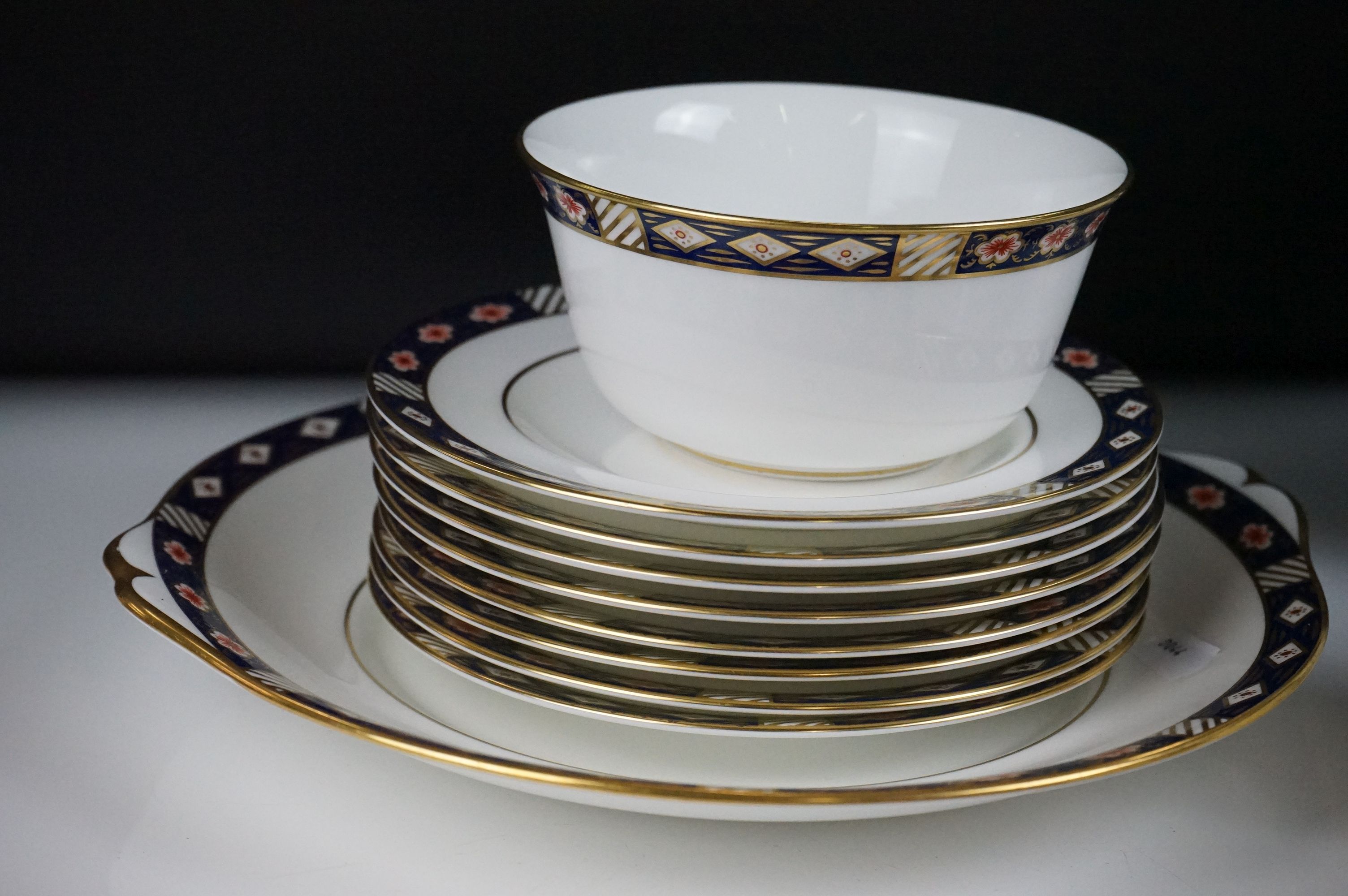 Royal Crown Derby ' Kedleston ' pattern tea set, pattern no. A. 1315, 2nd quality, comprising teapot - Image 5 of 8