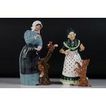 Two Royal Doulton porcelain figures to include ' Old Mother Hubbard ' (HN 2314) and ' Good Friends '