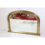 20th century Gilt Framed Domed Overmantle Mirror in the Regency style, 111cm wide x 83cm high