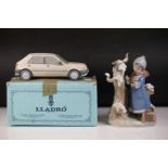 Boxed Lladro 1989 Ford Fiesta porcelain figure, 25.5cm long, (tatty box) together with a Lladro '