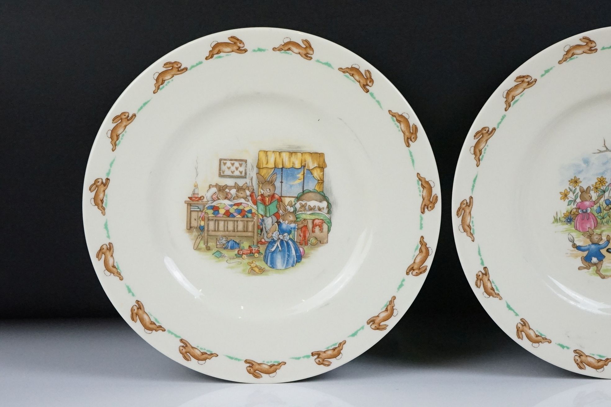 Royal Doulton Bunnykins ceramics, 13 items, to include 3 teacups & saucers, 2 tea plates, 3 lunch - Image 6 of 14