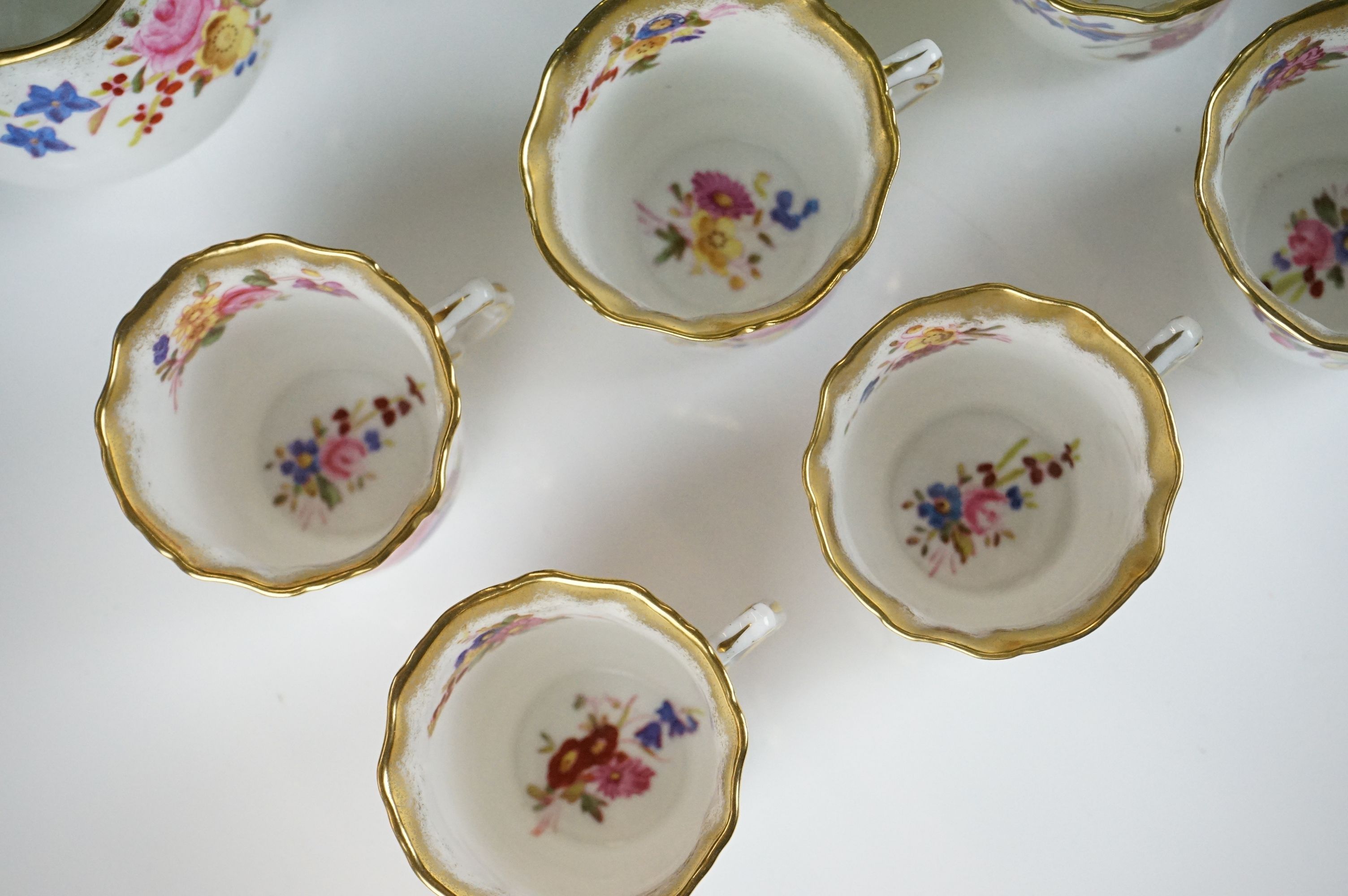 Hammersley & Co 'Dresden Sprays' pattern tea set, pattern no. 12668, comprising teapot & cover, 8 - Image 3 of 9