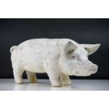 Vintage Butchers display plaster model of a standing pig, white painted, approx 40cm long