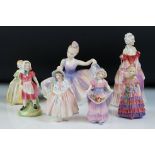 Seven Royal Doulton porcelain lady figures to include Veronica, Marie a/f (HN 1531), The Little