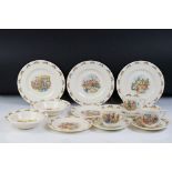 Royal Doulton Bunnykins ceramics, 13 items, to include 3 teacups & saucers, 2 tea plates, 3 lunch