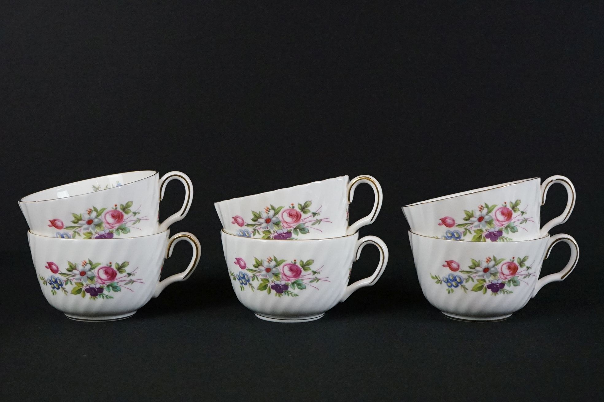 Minton ' Marlow ' pattern no. S.309 tea set for 6 to include 6 teacups & saucers, 6 tea plates, milk - Image 4 of 8