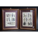 Two Late 19th / early 20th century framed coloured cartoon novelty Prints to